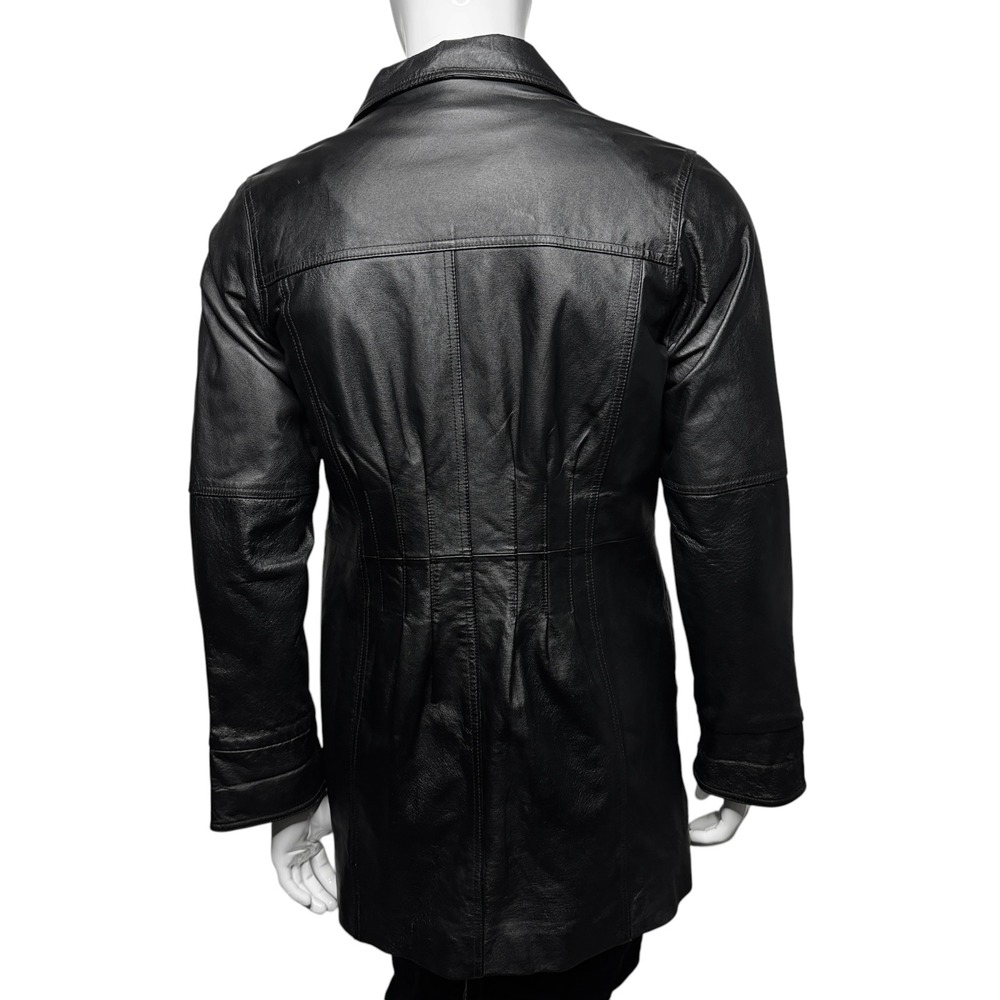 Lee Outerwear Double Breasted Genuine Leather Car Coat Quilted Lining Mens Small - Picture 4 of 14